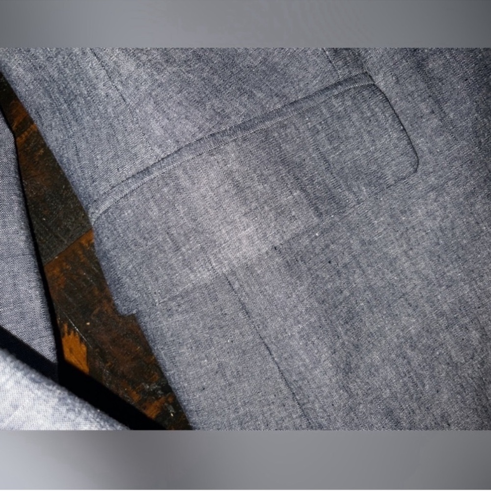 COPY - J. Crew Grey Regent Chambray Cotton Blazer Jacket size 12 - Picture 5 of 7